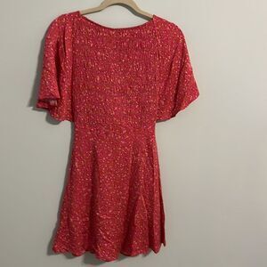 NWT Free People Florence Mini Dress Femme Combo Pink XS Foral Smocked Tie Back